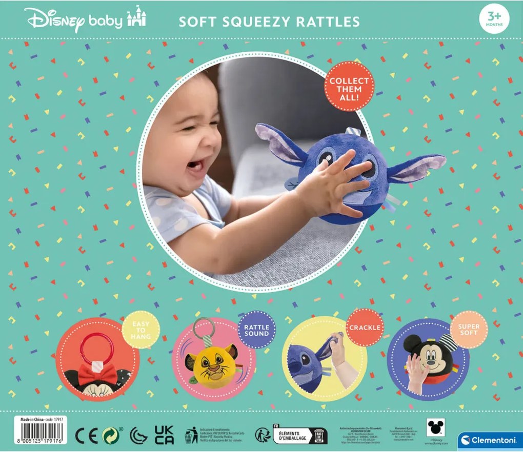 Disney Minnie Round plüss labdafigura, baba csörgő Clementoni