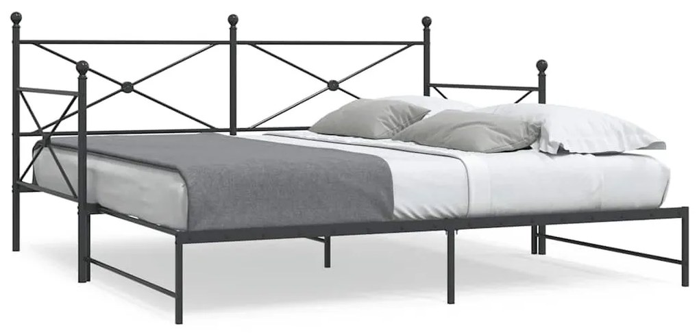 kihúzható kanapéágy matrac nélkül fekete 100x200 cm acél