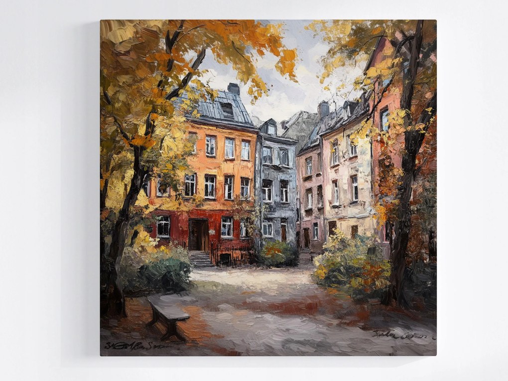 Vászonkép Canvas Város Bérházak Házak Udvar Ősz Kilátás 80x80