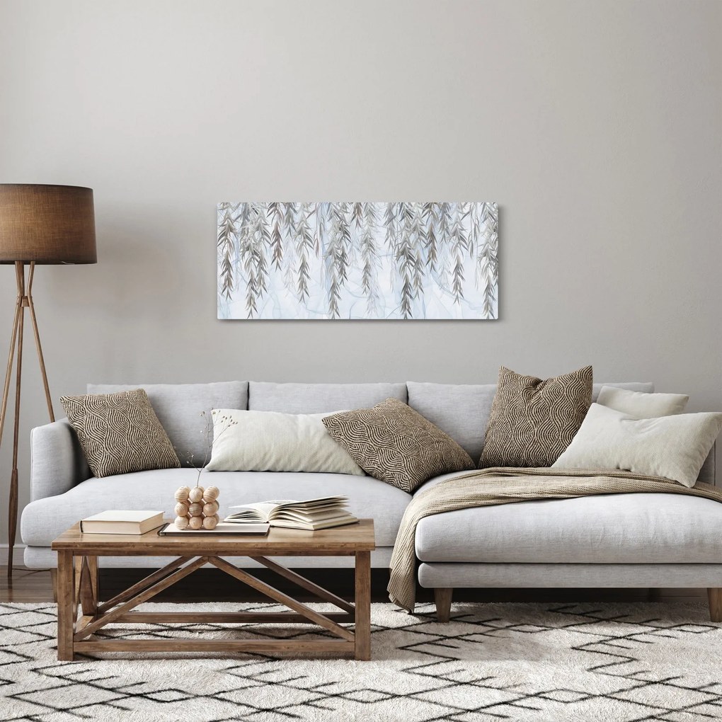 Kép - Fűzfa gallyak kék alapon (120x50 cm)