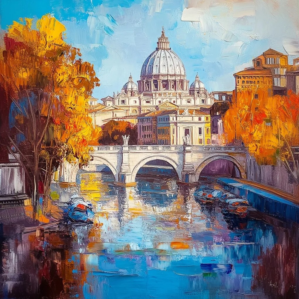 Vászonkép Canvas Város Róma Vatikán Bazilika Tiber Ősz 40x40