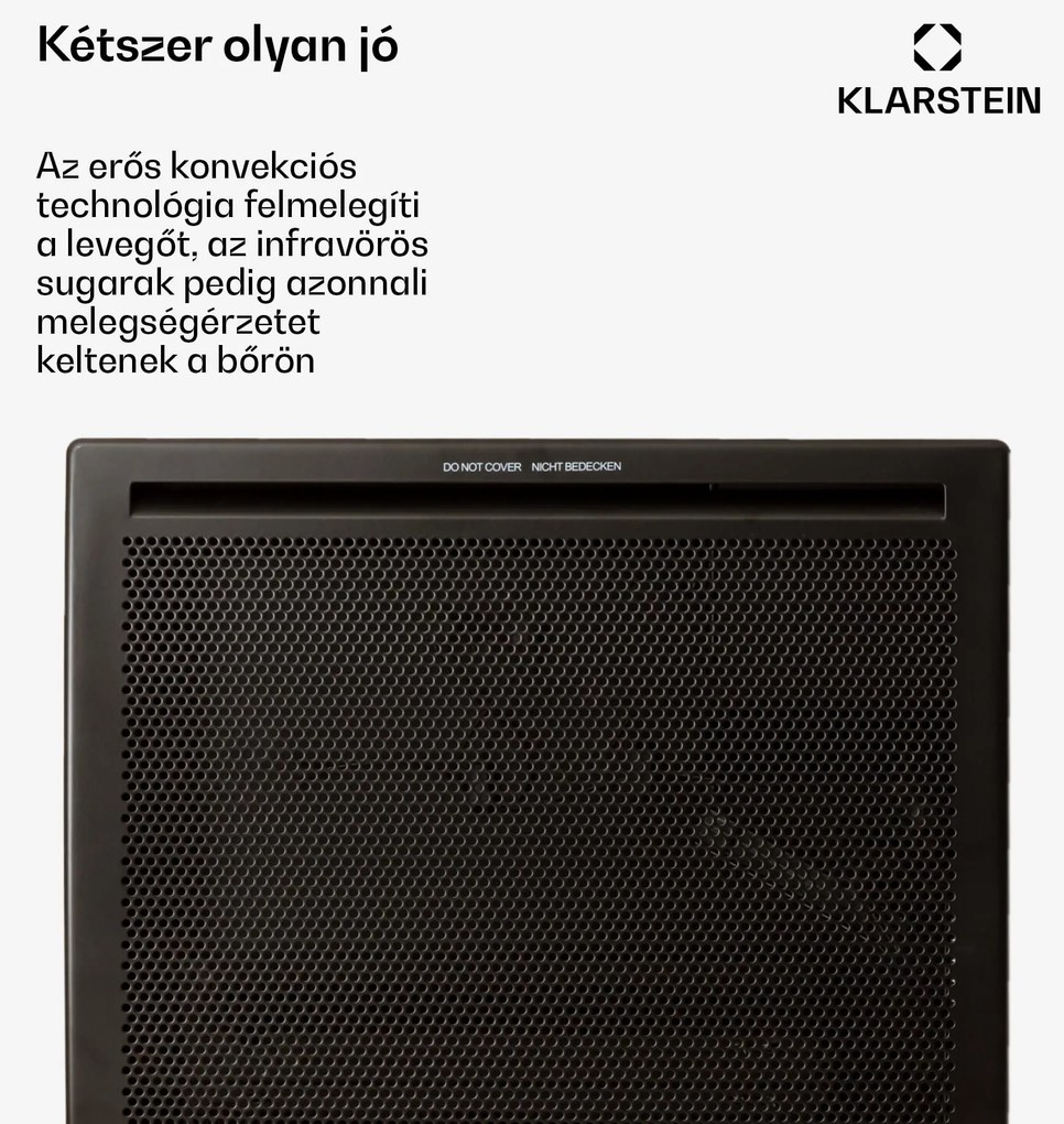Klarstein Hot Spot Slimcurve Double Wave, konvektor, 2 az 1-ben fűtőtest, 1000 W, heti időzítő, fekete