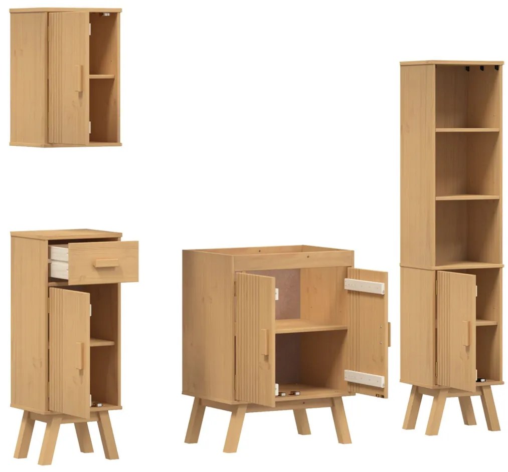 Fürdőszobai bútor szett fiókkal 4 pcs Barna 114 x 43 x 73.5 cm