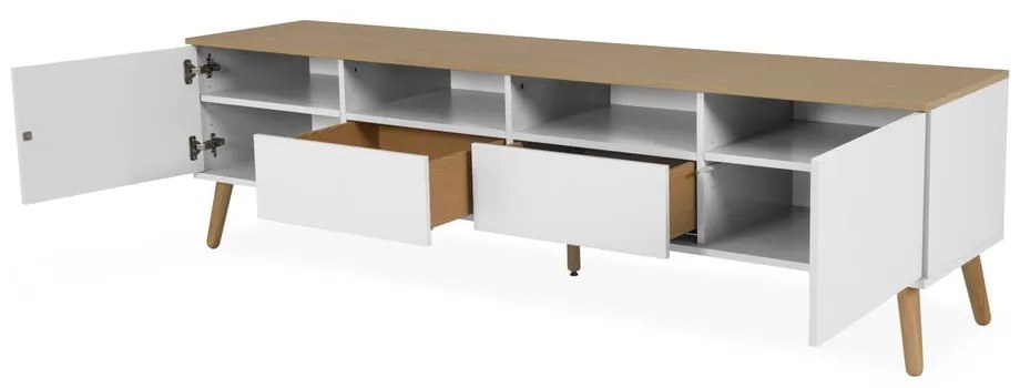 Dot fehér TV-állvány tölgyfa dekorral, szélesség 192 cm - Tenzo
