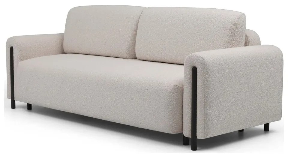 Szürkésbézs buklé kinyitható-tárolóhelyes kanapé 244 cm Arcadova – ELTAP