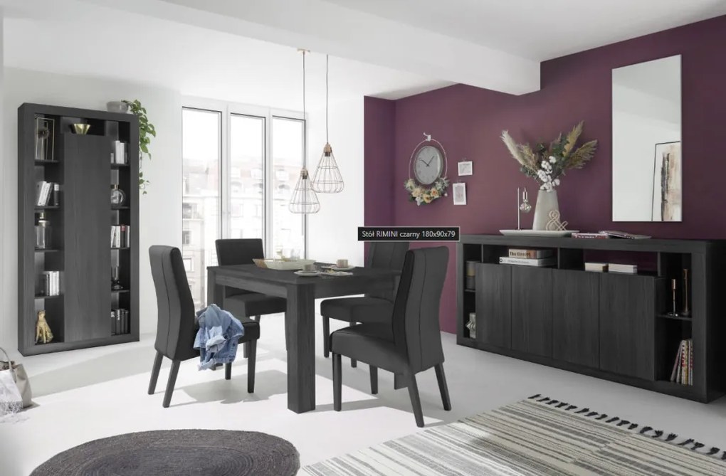 RIMINI asztal, 180 x 90 cm, laminált fekete kőris