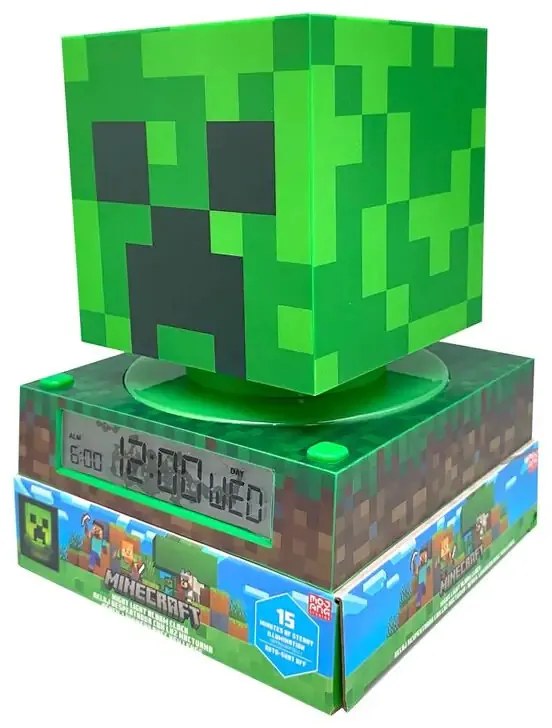 Minecraft Creeper 3D éjszakai lámpa és ébresztőóra