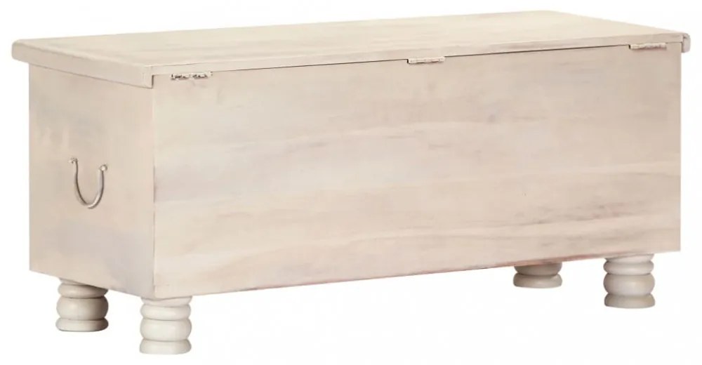 fehér tömör akácfa tárolóláda 110 x 40 x 45 cm