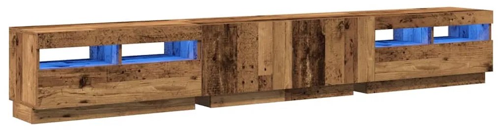 antik fa színű szerelt fa TV-szekrény LED-ekkel 260x35x40 cm