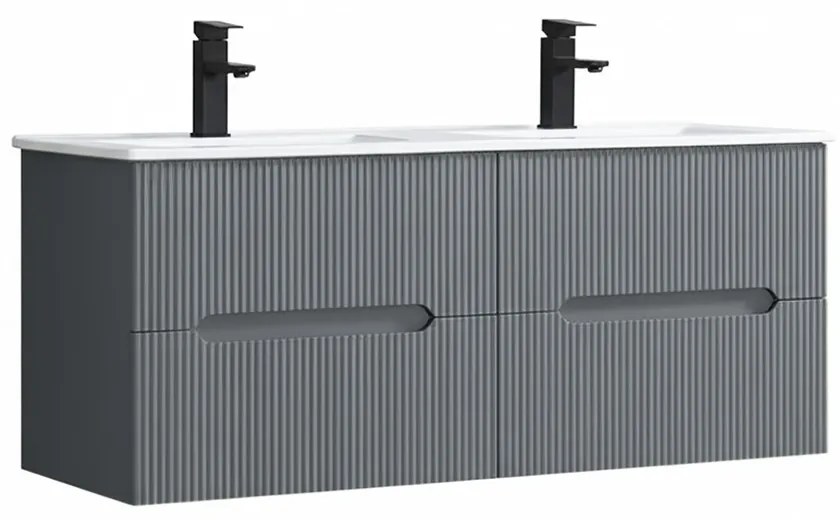 Trent 120 alsó fürdőszobabútor kerámia mosdóval 4 fiókos, antracit szürke