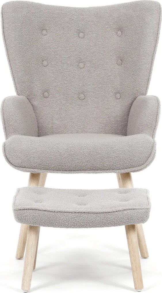 Szürke relaxfotel, boucle szövet kárpitozással, AK-319 GREY2