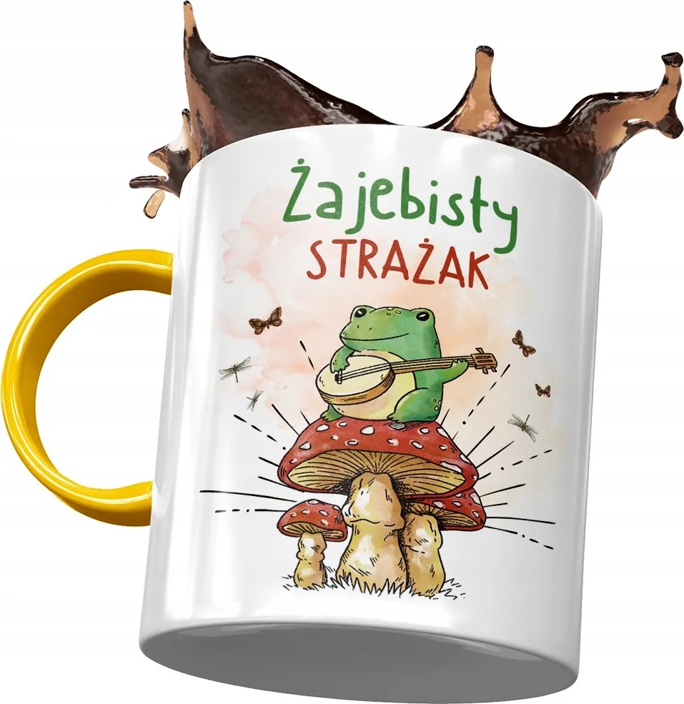 Sárga Bögre Tűzoltónak Békás Tűzoltó Ajándék Nyomtatott Fotóval