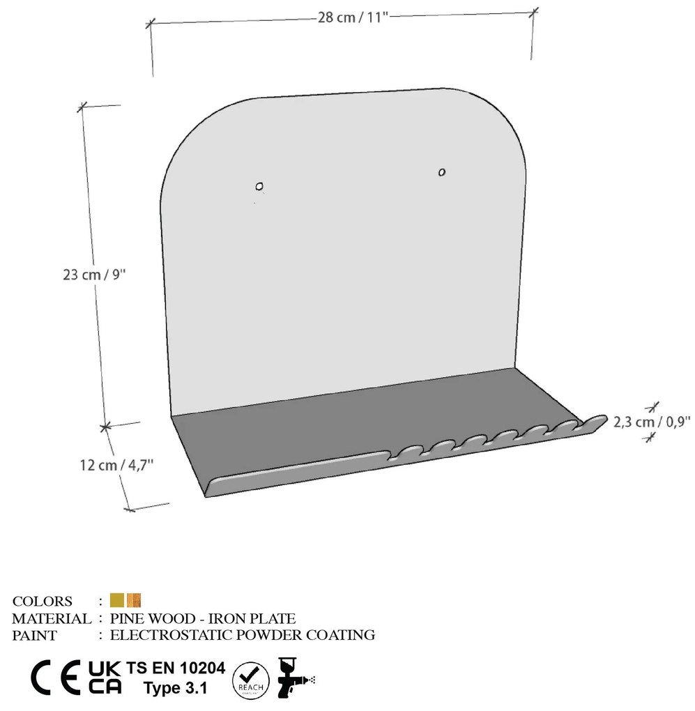 Fali polc Short Pouch - Fekete