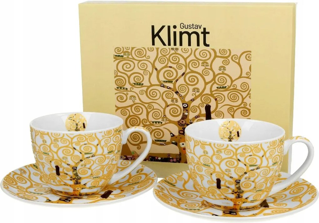 Porcelán szett 2 db 250ml Klimt elegancia művészet Tree Of Life