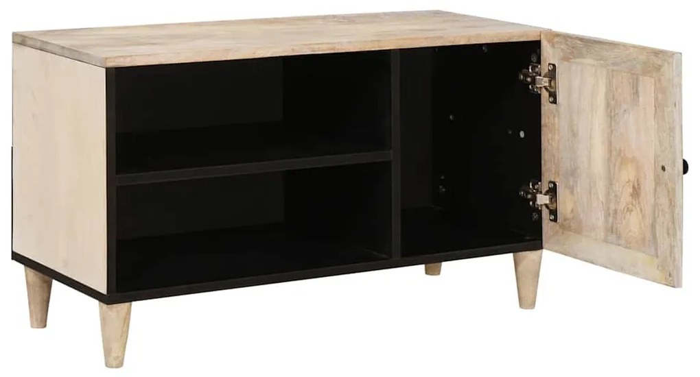 TV szekrény polcokkal Fehér 80 x 33 x 46 cm tömör mangófa