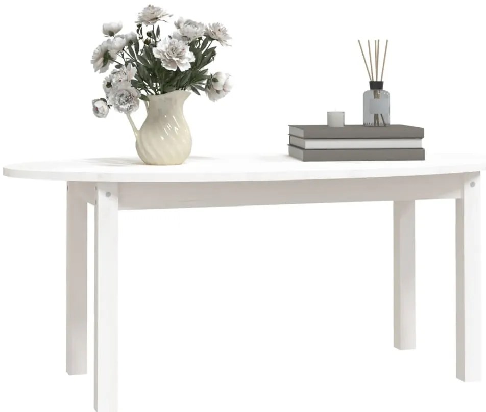Fehér tömör fenyőfa dohányzóasztal 110 x 55 x 45 cm