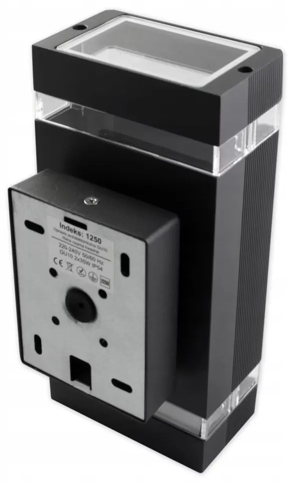 BERGE HANA kültéri homlokzati / fali lámpa fekete IP44 2x GU10