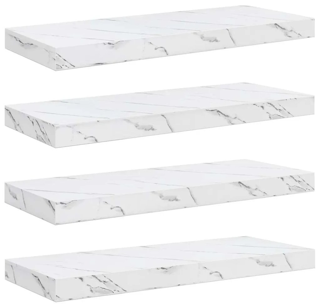 vidaXL Falpolc tárolóval 4 pcs Fehér márvány 50 x 23 x 4 cm Faanyag