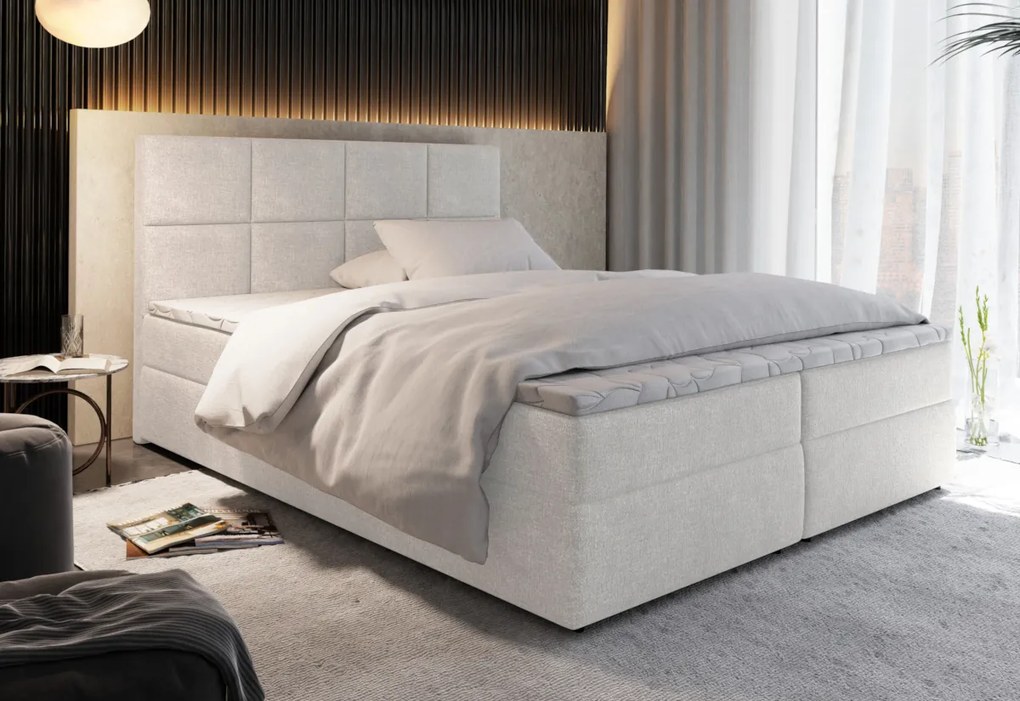 LENY kárpitozott boxspring ágy, 180x200, Cosmic 05 + topper