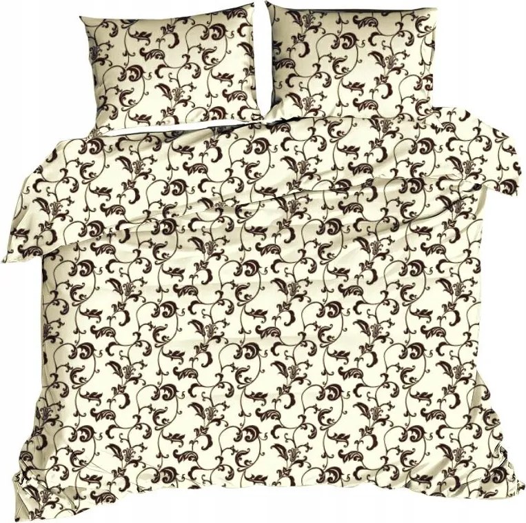 Ágyneműhuzat garnitúra 160x200 cm krém-barna mintás 510N Classic