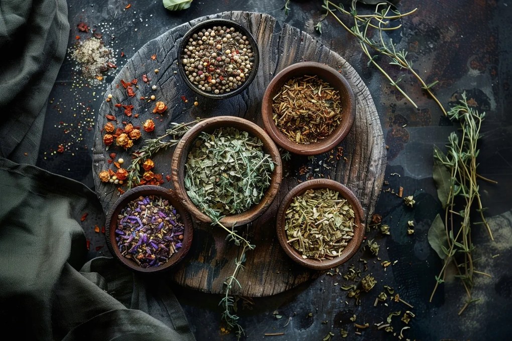 Canvas Vászonkép Konyha Főzés Fűszerek Szárított Gyógynövények 60x40