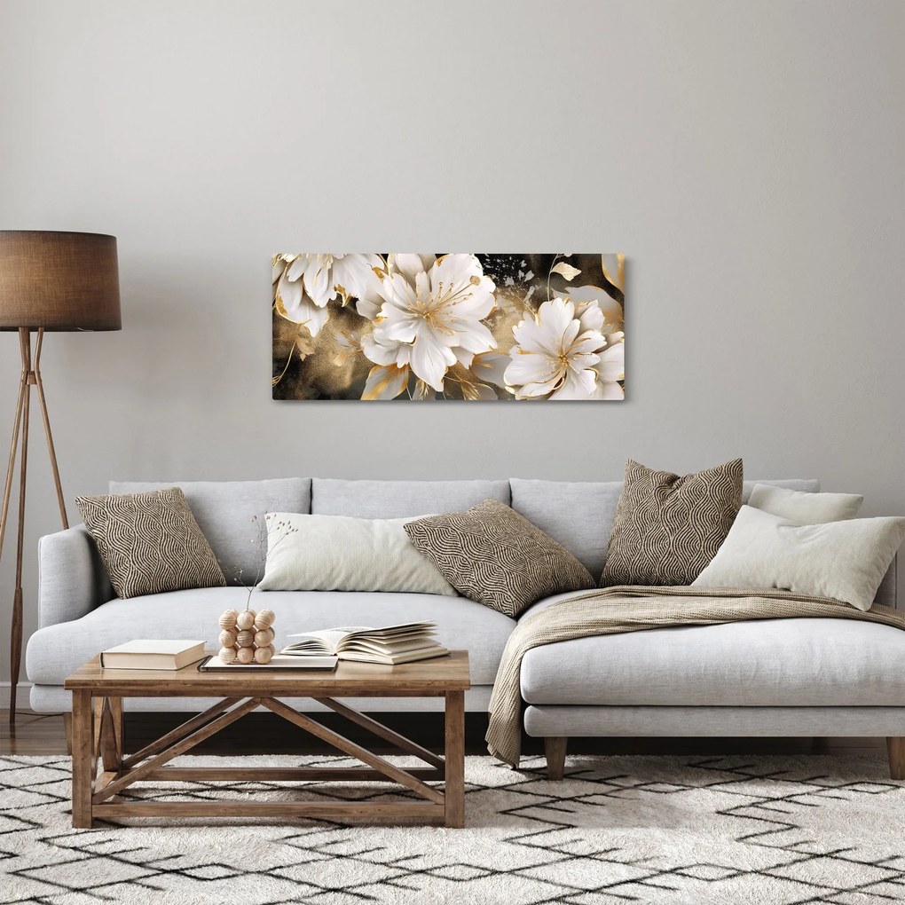 Kép - Virágok aranyban (120x50 cm)