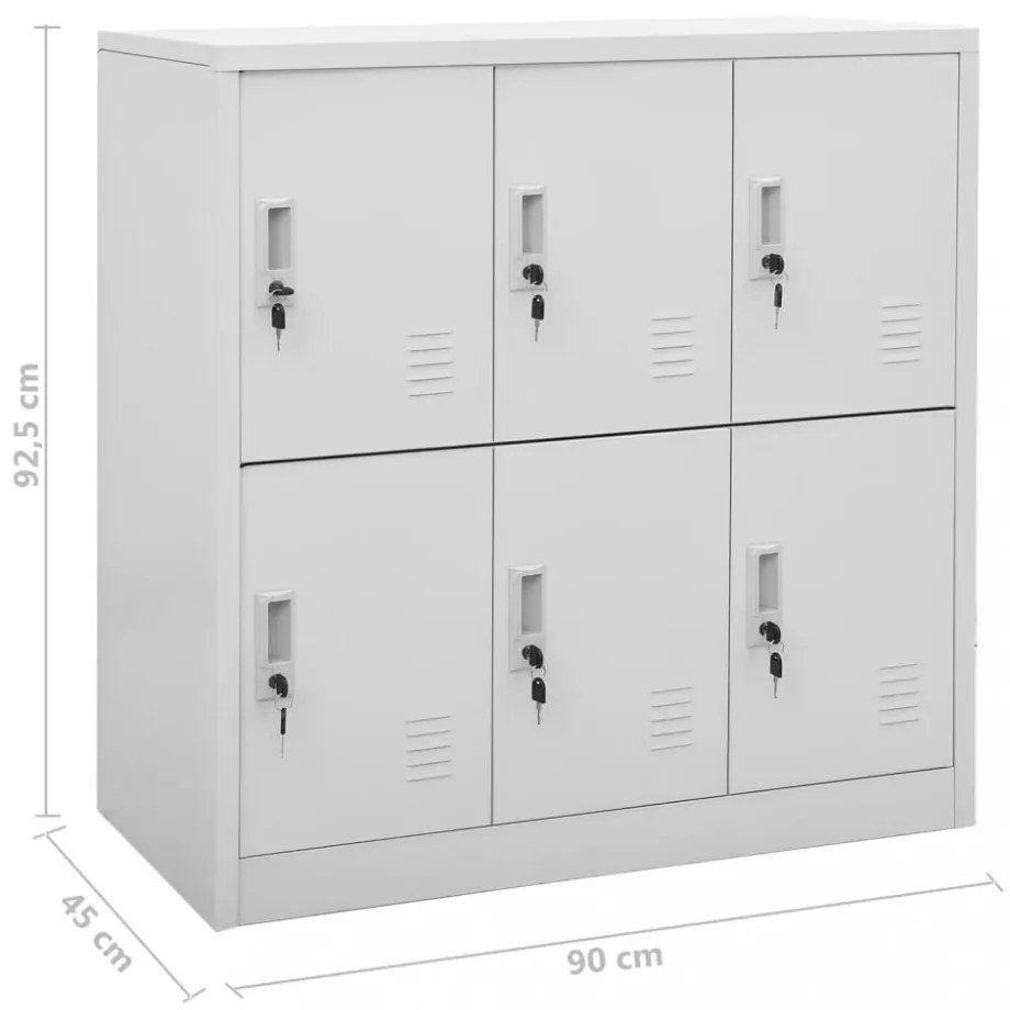 5 db világosszürke acél zárható szekrény 90 x 45 x 92,5 cm