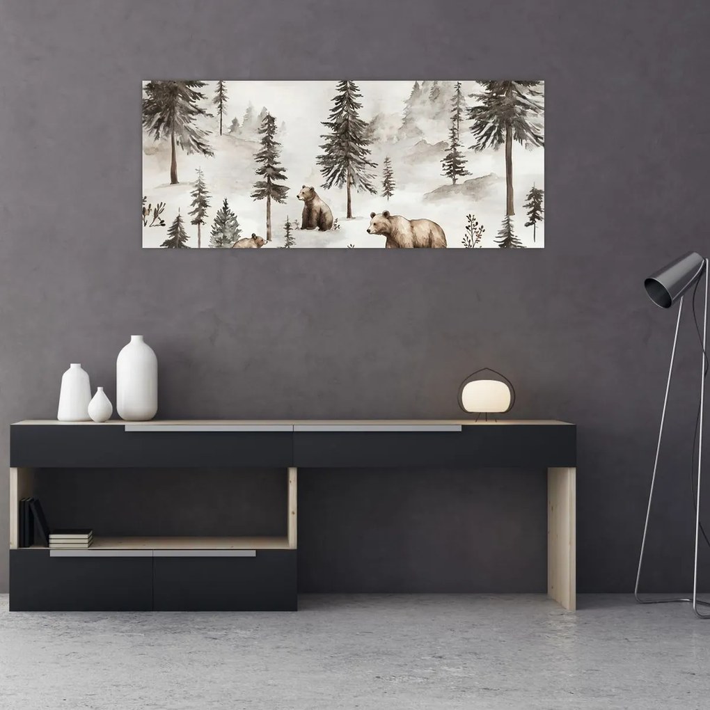 Kép - Erdő medvékkel (120x50 cm)