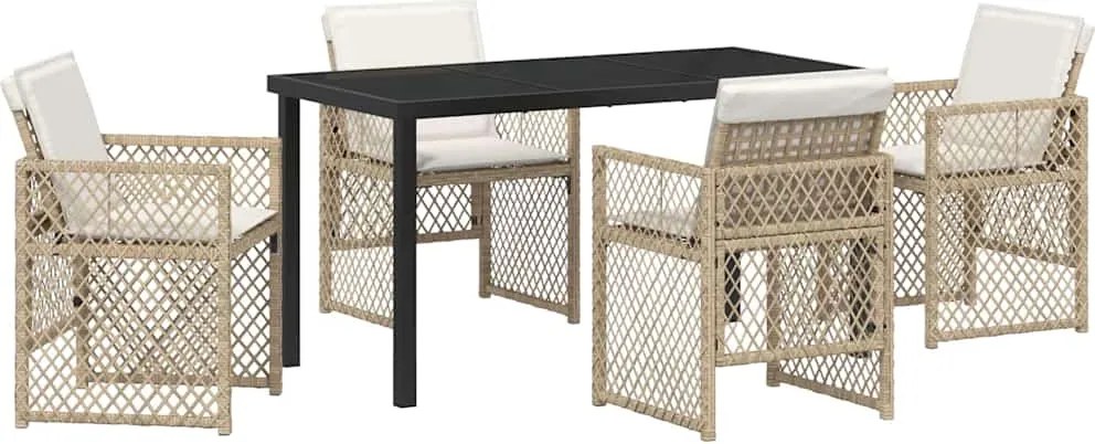 vidaXL Kert étkező szett 5 pcs Bézs polirattan