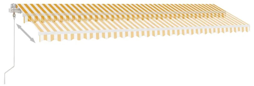 sárga-fehér szélérzékelős és LED-es napellenző 600x300 cm