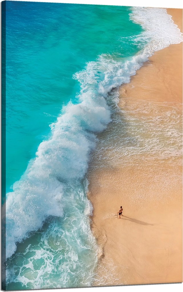 Vászonkép Férfi a tengerparton Hullámok Víz Nap 50x80 cm