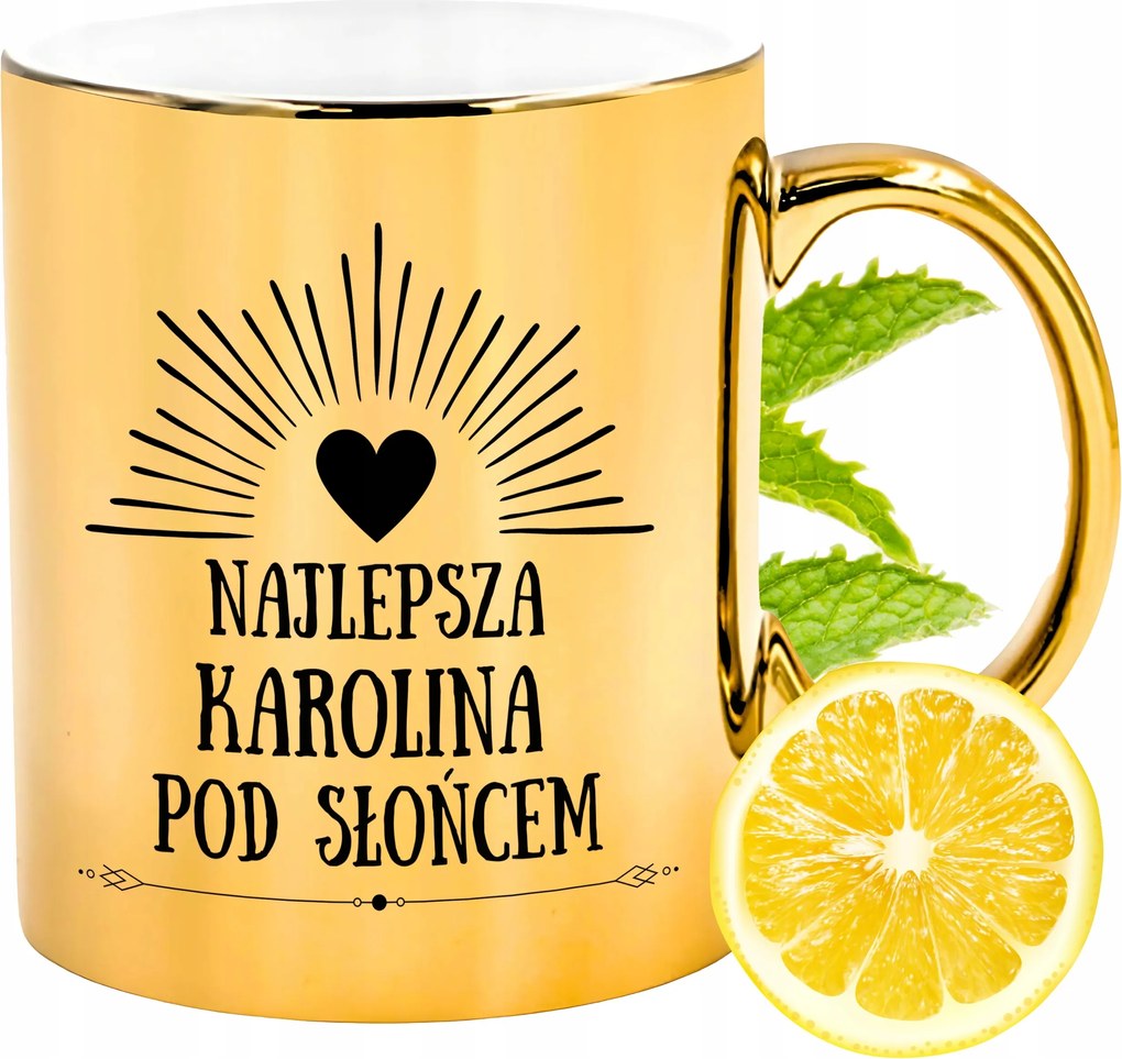 Prémium Arany Csillogó Bögre Karolina Ajándék Nyomtatott Fotóval