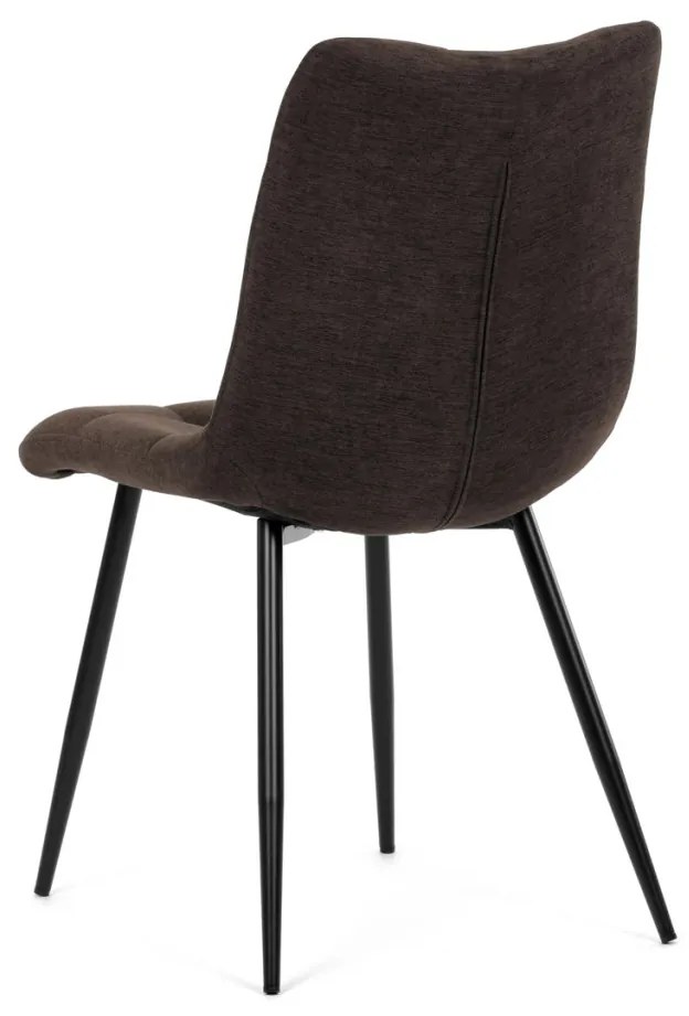 Scaun de sufragerie, material maro, picioare metalice negre