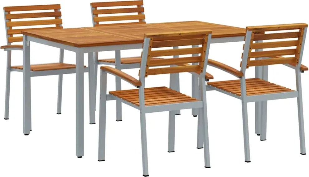 vidaXL Kert étkező szett 5 pcs Szürke Tömör Akácfa