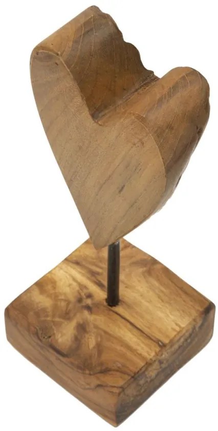 Szívszobor teak 10x10x25cm