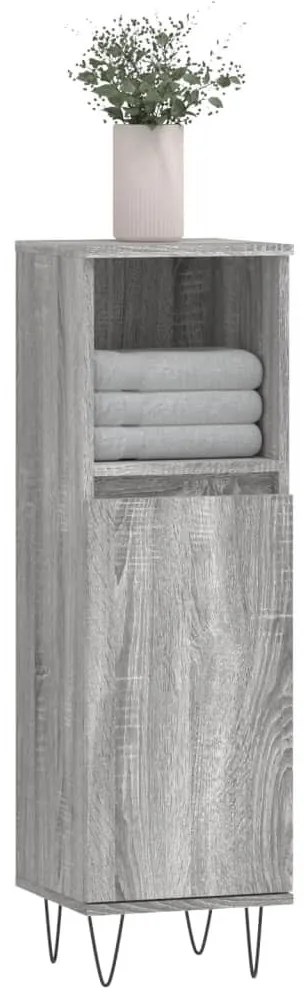 vidaXL szürke sonoma színű szerelt fa fürdőszobaszekrény 30x30x100 cm