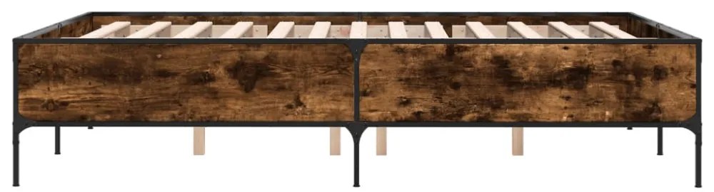füstös tölgy színű szerelt fa és fém ágykeret 160 x 200 cm