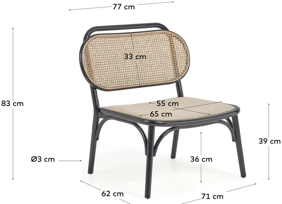 Doriane fekete fotel - Kave Home