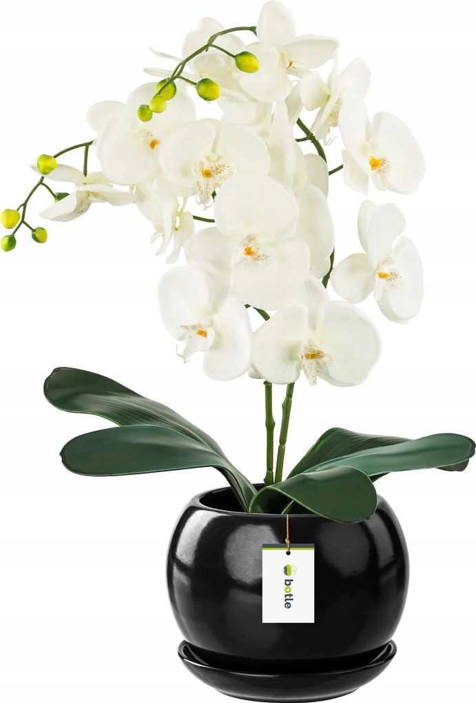 Kerámia kaspó Gömb 4-es állvánnyal, fekete