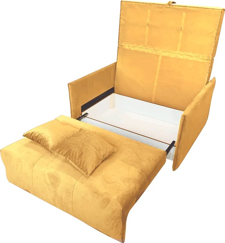 Kinyitható fotel, mustár színű szövet Riviera, ALANA