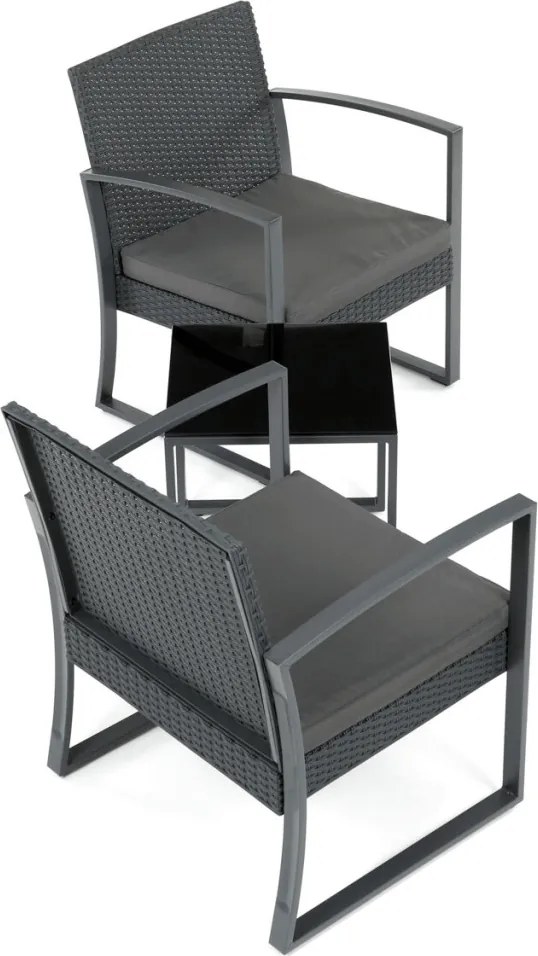Kerti bútor szett 1+2, polyrattan, szürke, GREY – AZS-H1111