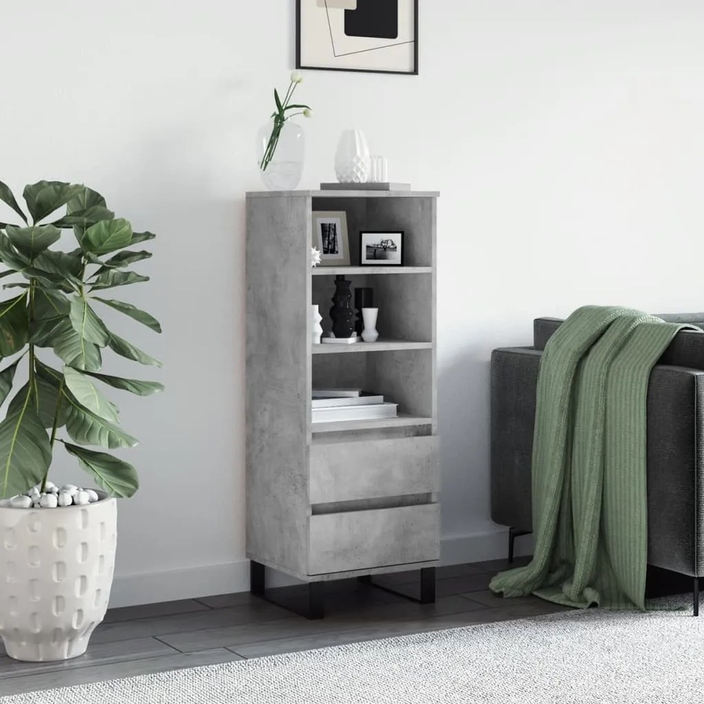 betonszürke szerelt fa magasszekrény 40 x 36 x 110 cm