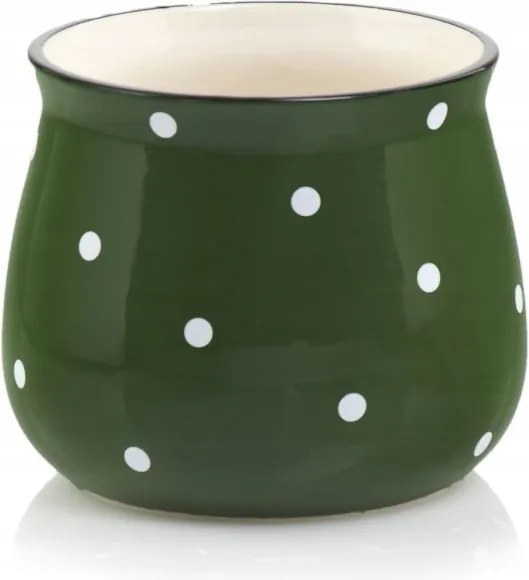 Virágcserép pöttyös virágdísz 10 cm zöld