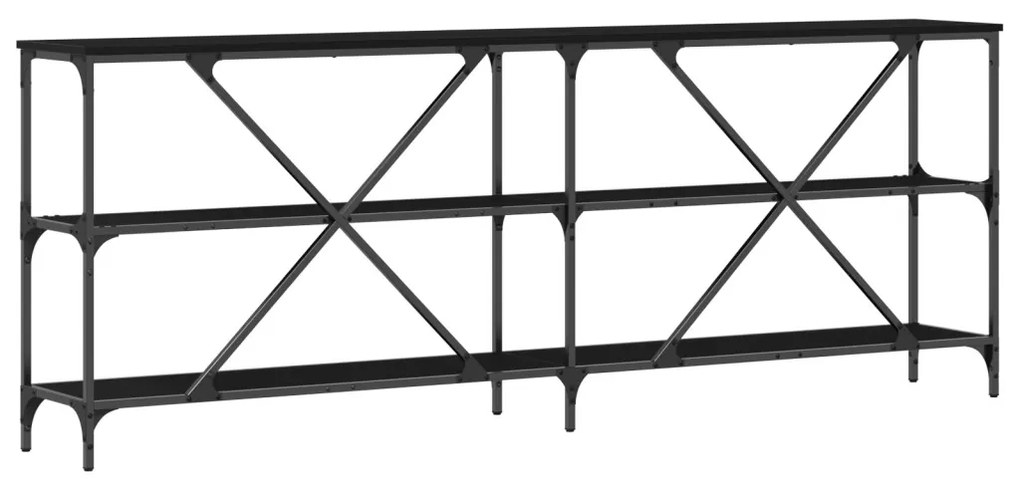 Kisegítő Asztal Fekete Tölgy 200x30x75 cm Mérnöki Fa és Acél