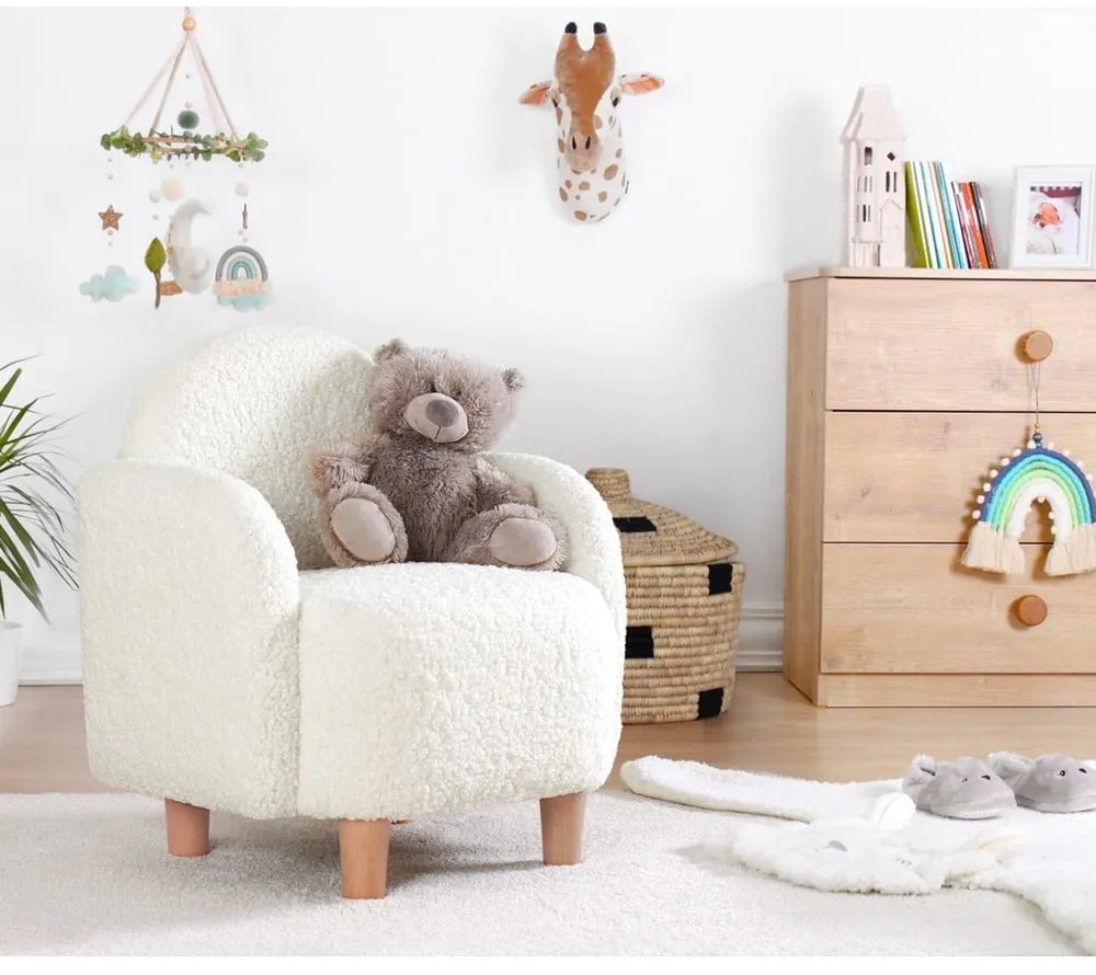 Fehér buklé gyerek fotel Moylo – Artie