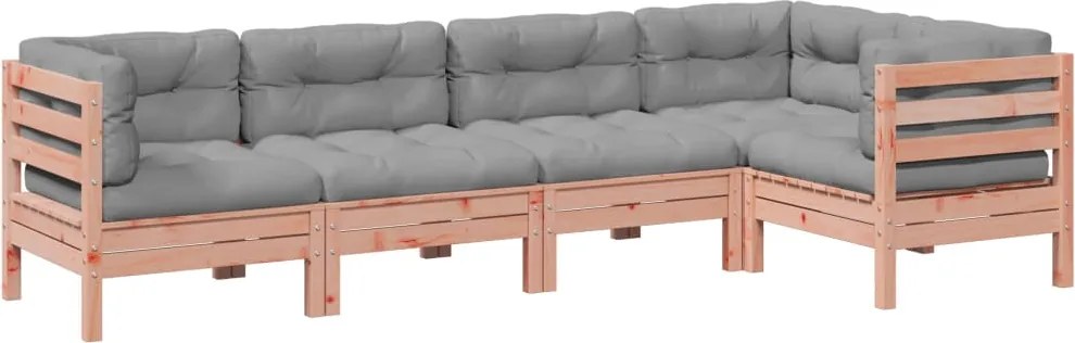 vidaXL 5 részes tömör duglászfenyő kerti társalgószett párnákkal