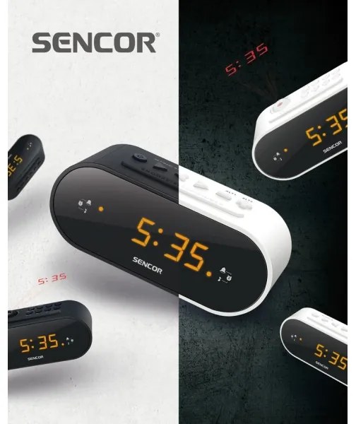 Sencor - Rádiós ébresztőóra LED kijelzővel és projektorral 5W/230V 1xCR2032 fekete
