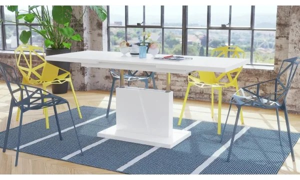 NINO fehér, kihúzható, emelhető lapos konferencia- és étkezőasztal