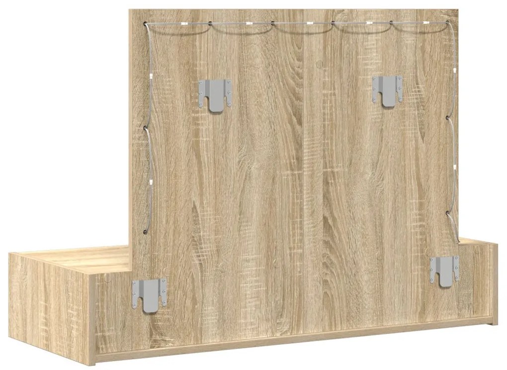 vidaXL Öltözködőasztal tükör lámpákkal Barna 100 x 40 x 70 cm Faanyag