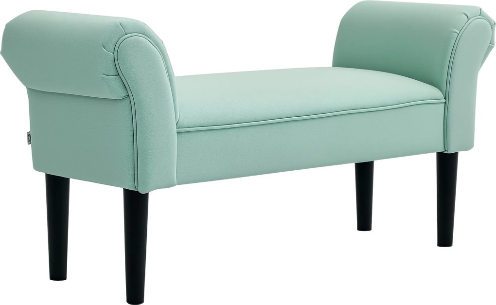 HOMCOM Ágy Pad, Kárpitott Pad, Ülő Pad, Előszobai Pad a Hálószobába, Maximum 130 kg teherbírás, Vitorlavászon, Zöld, 102 x 36 x 51 cm | Aosom